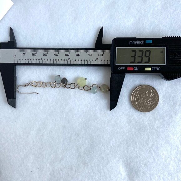 Sterling Silver 925 Multi Gemstone Multi Chain Necklace & Earrings Set 17" - Picture 15 of 16